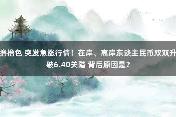   撸撸色 突发急涨行情！在岸、离岸东谈主民币双双升破6.40关隘 背后原因是？