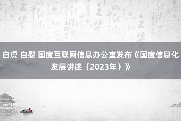   白虎 自慰 国度互联网信息办公室发布《国度信息化发展讲述（2023年）》