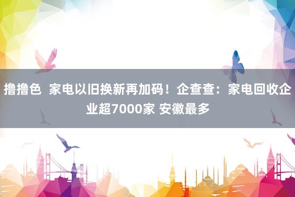   撸撸色  家电以旧换新再加码！企查查：家电回收企业超7000家 安徽最多