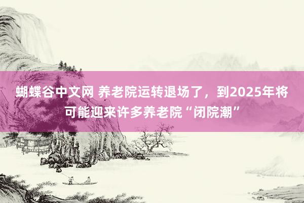   蝴蝶谷中文网 养老院运转退场了，到2025年将可能迎来许多养老院“闭院潮”