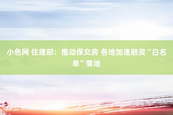   小色网 住建部：推动保交房 各地加速融资“白名单”落地