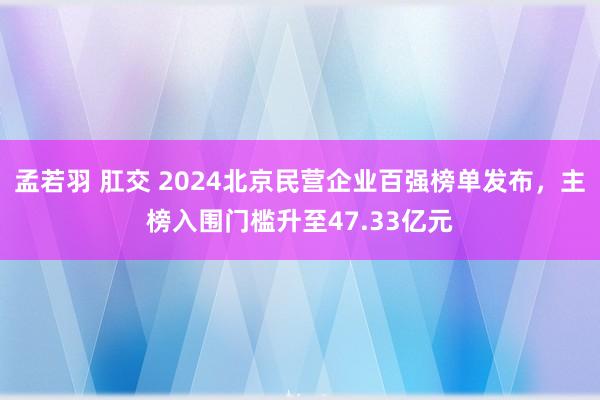   孟若羽 肛交 2024北京民营企业百强榜单发布，主榜入围门槛升至47.33亿元