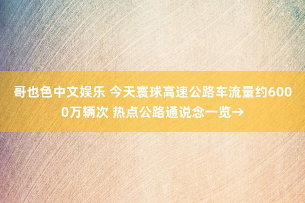   哥也色中文娱乐 今天寰球高速公路车流量约6000万辆次 热点公路通说念一览→