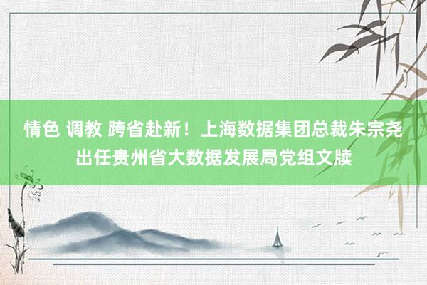 情色 调教 跨省赴新！上海数据集团总裁朱宗尧出任贵州省大数据发展局党组文牍