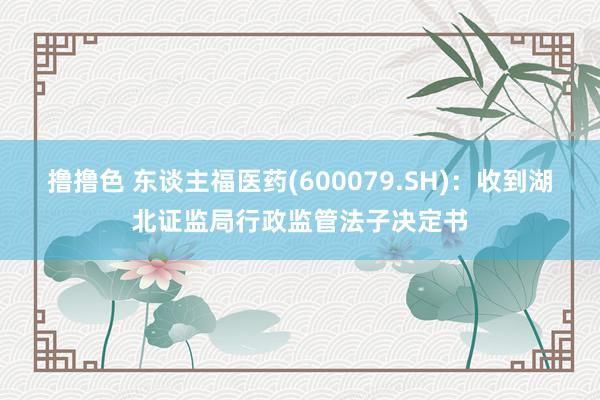   撸撸色 东谈主福医药(600079.SH)：收到湖北证监局行政监管法子决定书