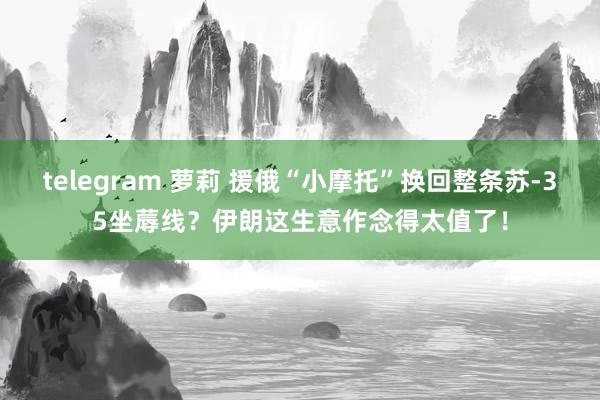   telegram 萝莉 援俄“小摩托”换回整条苏-35坐蓐线？伊朗这生意作念得太值了！