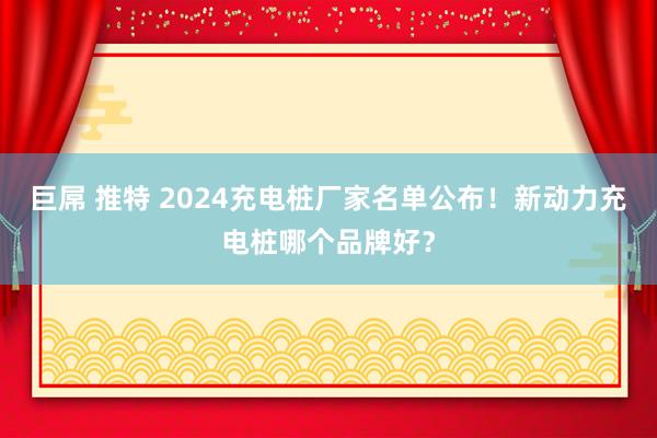   巨屌 推特 2024充电桩厂家名单公布！新动力充电桩哪个品牌好？