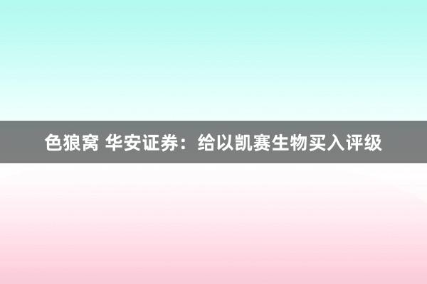 色狼窝 华安证券：给以凯赛生物买入评级