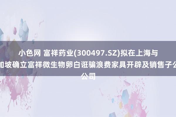   小色网 富祥药业(300497.SZ)拟在上海与新加坡确立富祥微生物卵白诳骗浪费家具开辟及销售子公司