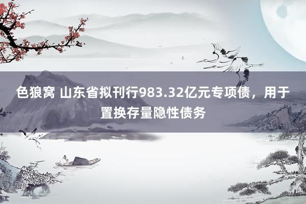 色狼窝 山东省拟刊行983.32亿元专项债，用于置换存量隐性债务