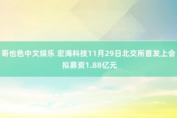   哥也色中文娱乐 宏海科技11月29日北交所首发上会 拟募资1.88亿元