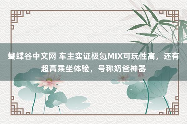 蝴蝶谷中文网 车主实证极氪MIX可玩性高，还有超高乘坐体验，号称奶爸神器