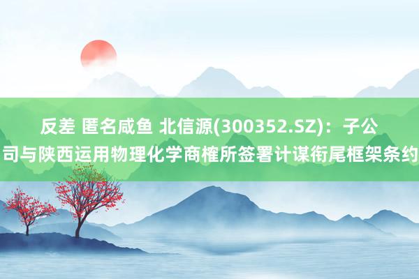   反差 匿名咸鱼 北信源(300352.SZ)：子公司与陕西运用物理化学商榷所签署计谋衔尾框架条约