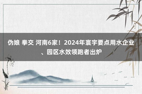 伪娘 拳交 河南6家！2024年寰宇要点用水企业、园区水效领跑者出炉