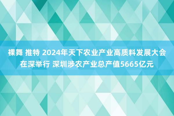 裸舞 推特 2024年天下农业产业高质料发展大会在深举行 深