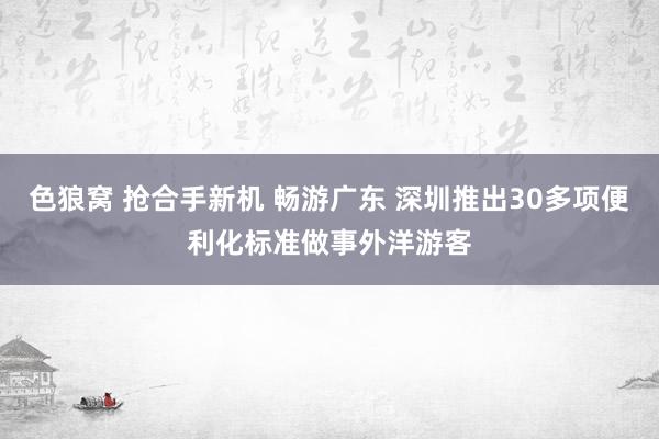 色狼窝 抢合手新机 畅游广东 深圳推出30多项便利化标准做事