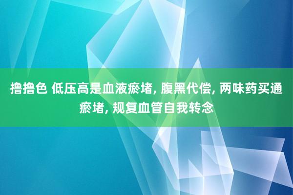 撸撸色 低压高是血液瘀堵， 腹黑代偿， 两味药买通瘀堵， 规复血管自我转念