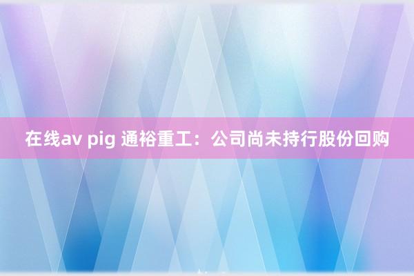 在线av pig 通裕重工：公司尚未持行股份回购