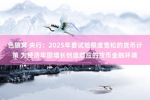 色狼窝 央行：2025年要试验限度宽松的货币计策 为经济牢固