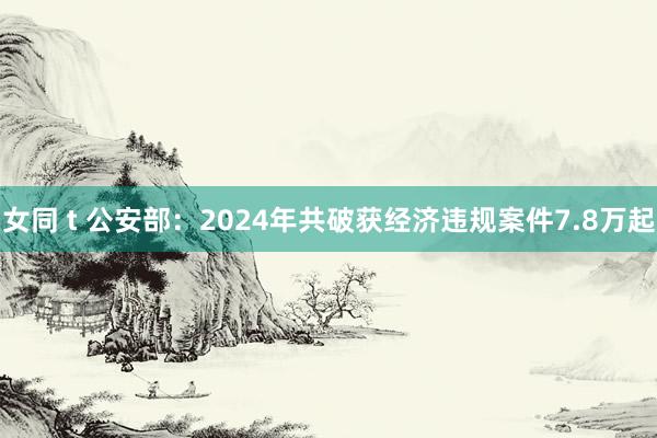 女同 t 公安部：2024年共破获经济违规案件7.8万起