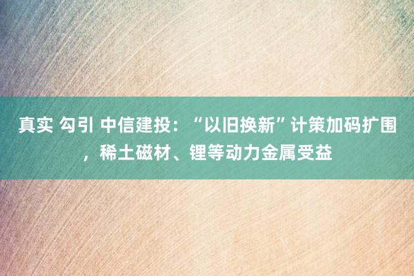 真实 勾引 中信建投：“以旧换新”计策加码扩围，稀土磁材、锂等动力金属受益