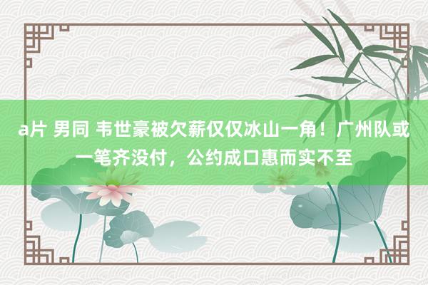 a片 男同 韦世豪被欠薪仅仅冰山一角！广州队或一笔齐没付，公